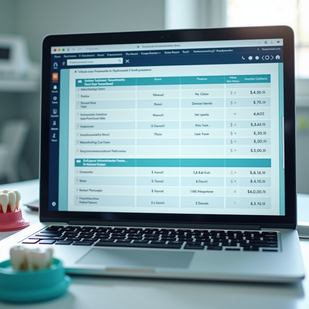 Экран составления плана лечения с калькуляцией в CorePoint